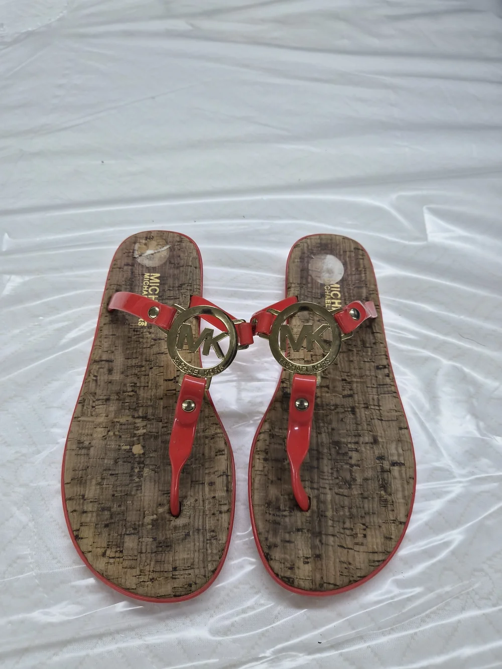 Michael Kors Red Logo Thong Sandals